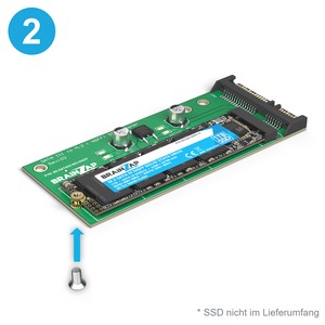 Schritt 2: SSD flach andrücken und von unten mit der Schraube verschrauben