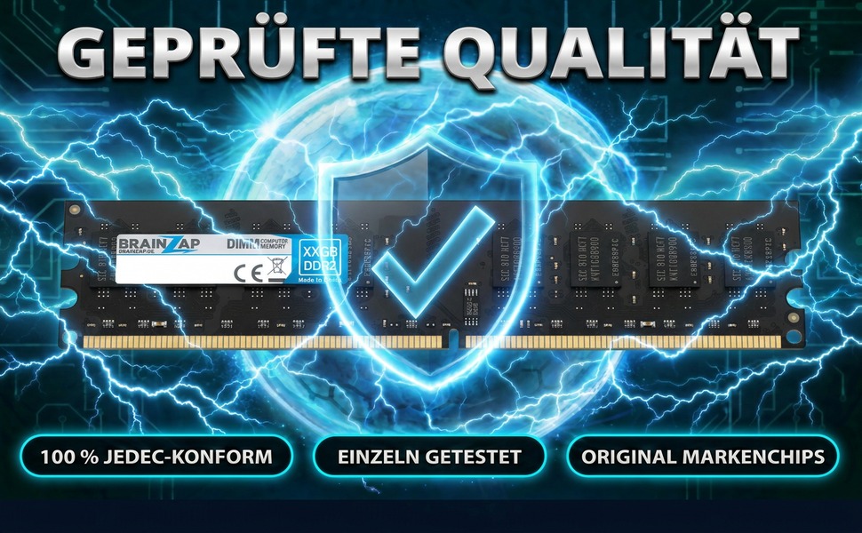 BRAINZAP 4GB DDR2 DIMM Speichermodul mit Schutzschild und Energiefeld