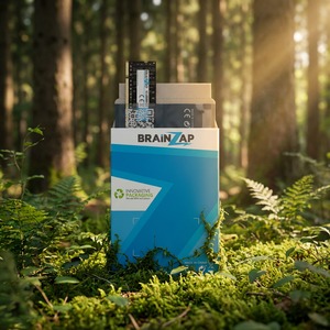 BRAINZAP Kartonverpackung im Wald