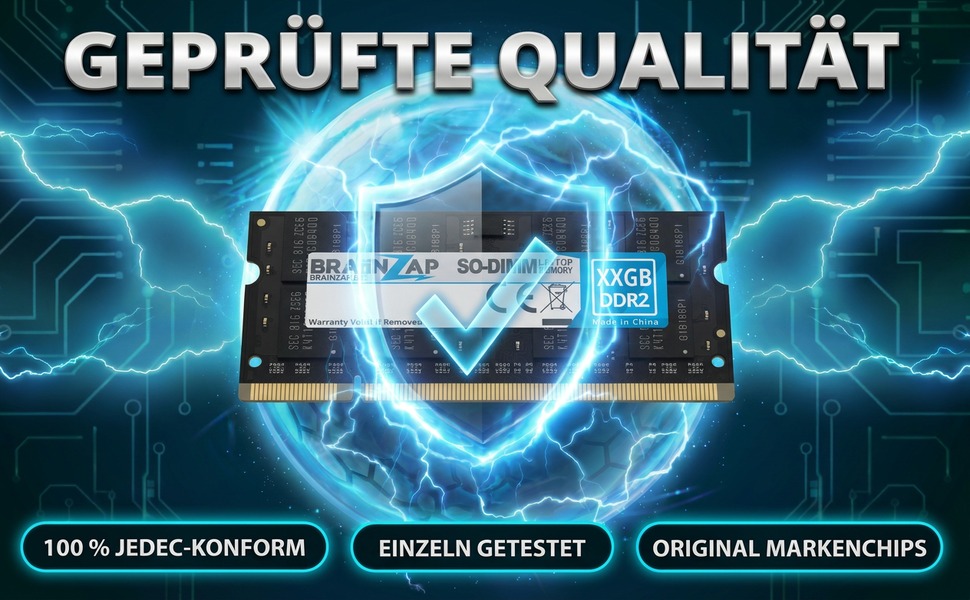 BRAINZAP 4GB DDR2 SO-DIMM Speichermodul mit Schutzschild und Energiefeld