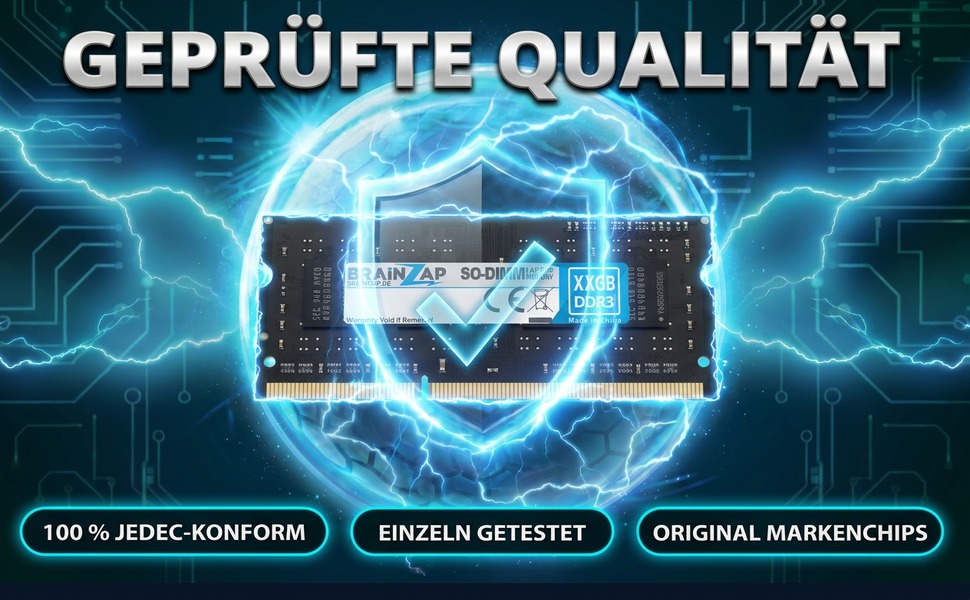 BRAINZAP 4GB DDR3 SO-DIMM Speichermodul mit Schutzschild und Energiefeld