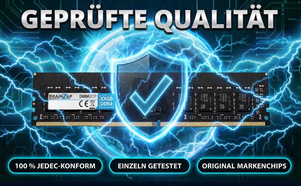 BRAINZAP 32GB DDR4 DIMM Speichermodul mit Schutzschild und Energiefeld