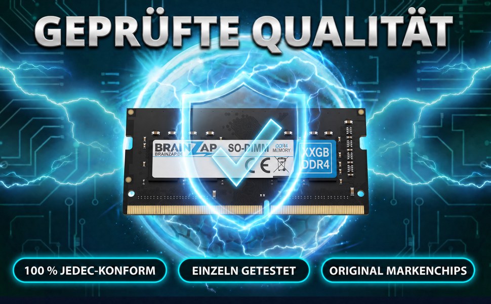 BRAINZAP 16GB DDR4 SO-DIMM Speichermodul mit Schutzschild und Energiefeld