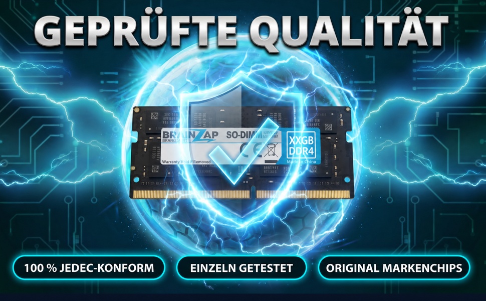 BRAINZAP 32GB DDR4 SO-DIMM Speichermodul mit Schutzschild und Energiefeld