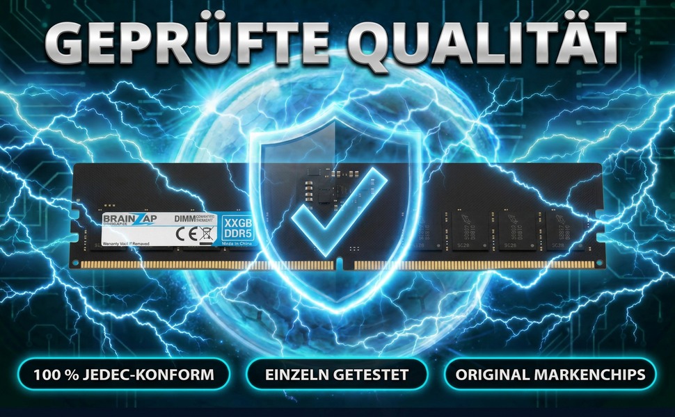 BRAINZAP 16GB DDR5 DIMM Speichermodul mit Schutzschild und Energiefeld