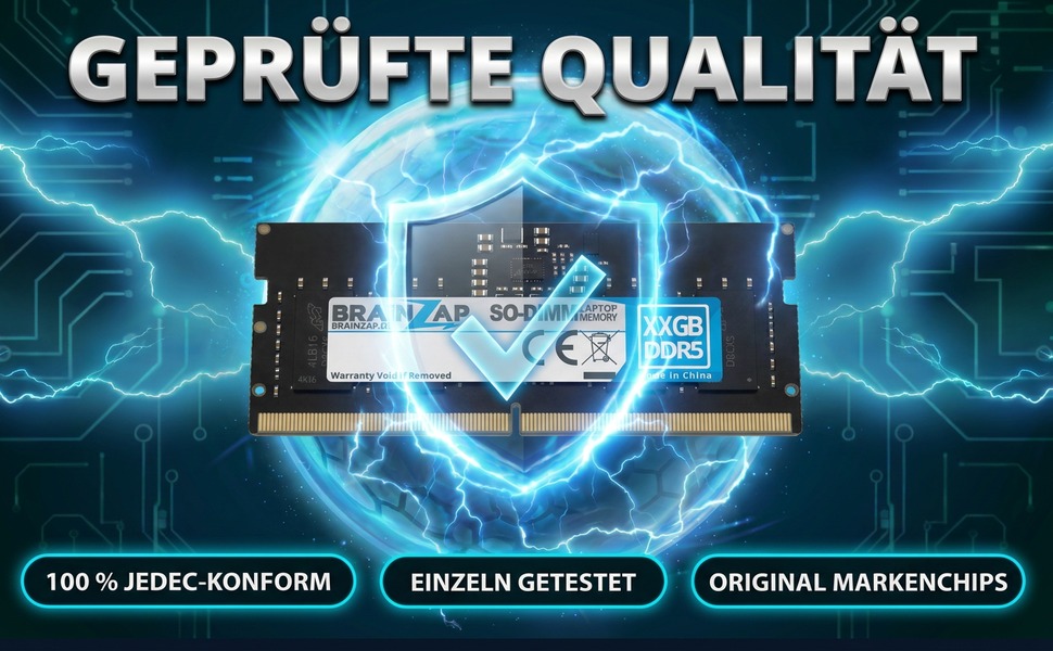 BRAINZAP 16GB DDR5 SO-DIMM Speichermodul mit Schutzschild und Energiefeld