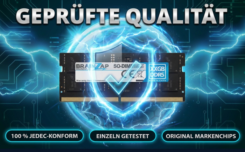 BRAINZAP 32GB DDR5 SO-DIMM Speichermodul mit Schutzschild und Energiefeld